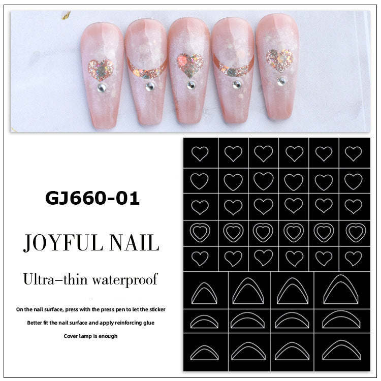 Hollow Template French Smile Love Butterfly Nail Stickers