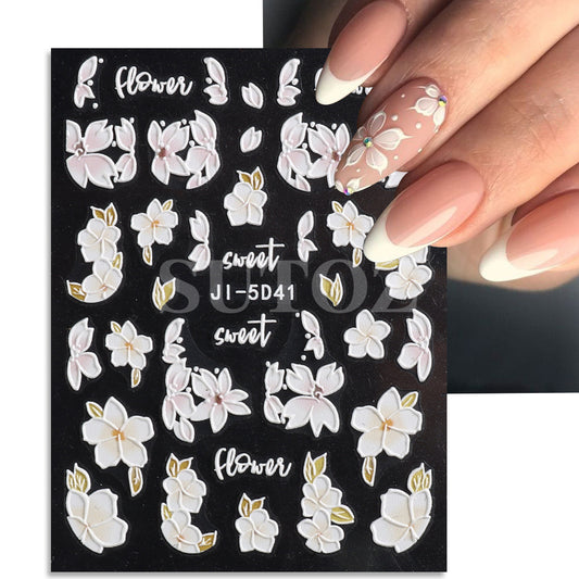 Spring Fresh Relief Three-dimensional Kapok Osmanthus Nail Stickers