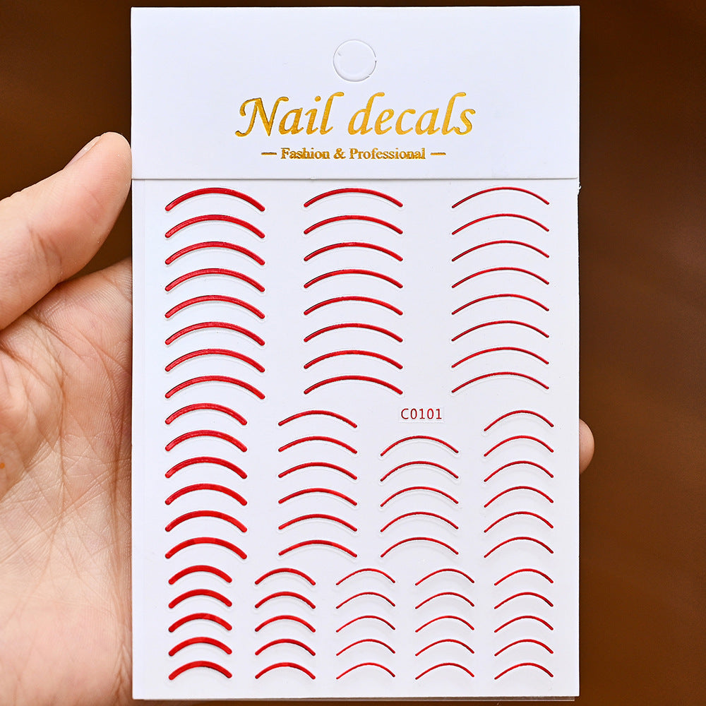 Lines Gold Sier Color Simple Style Adhesive Nail Stickers