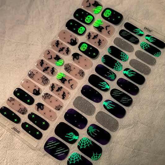 Autocollants pour ongles en gel lumineux en papier pour Halloween