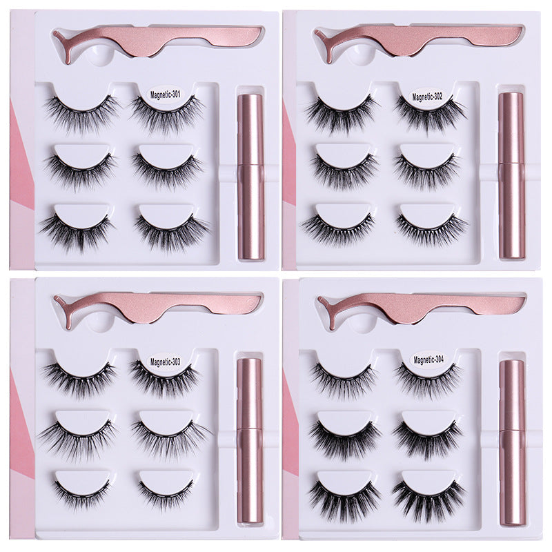 Pairs Magnetic Suction Eyelashes Natural Thick Comfortable Cross Artificial False Lashes