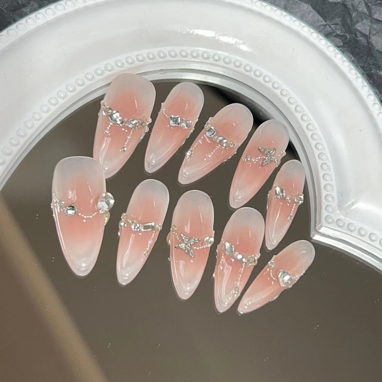 Light Luxury Desire Nude Blush Flash Steel Ball Nail Stickers