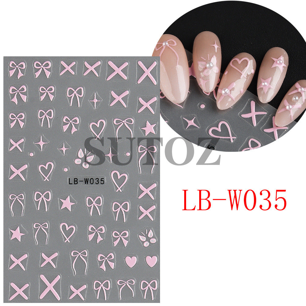 Day French Pure Desire Bow Love Nail Stickers