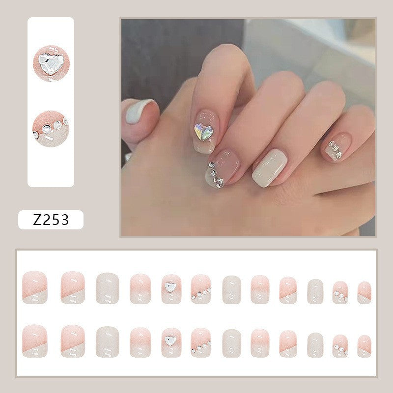 High-grade Short Fake Patch White French Nail Art