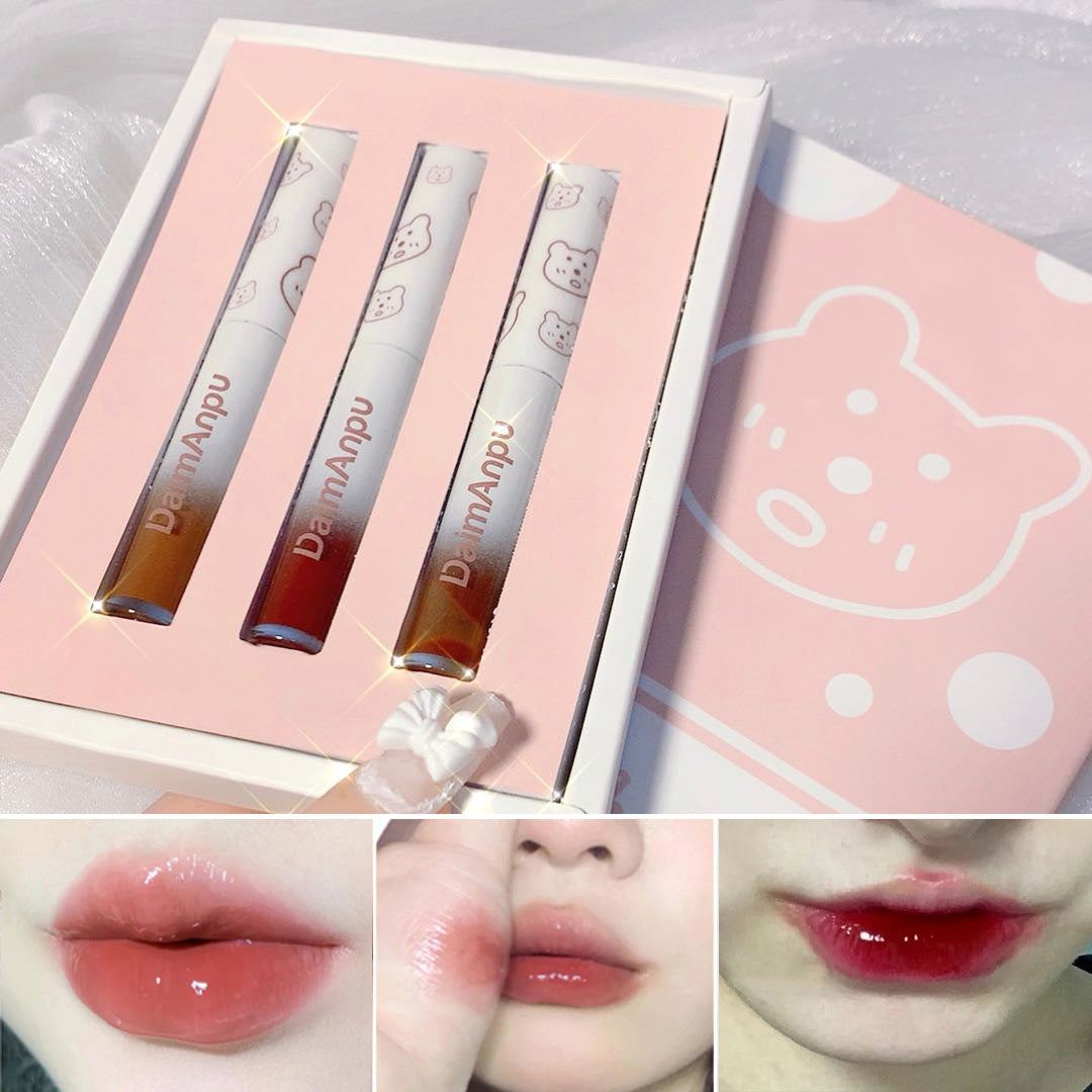 Three Per Package Bear Mirror Water Lip Glosses