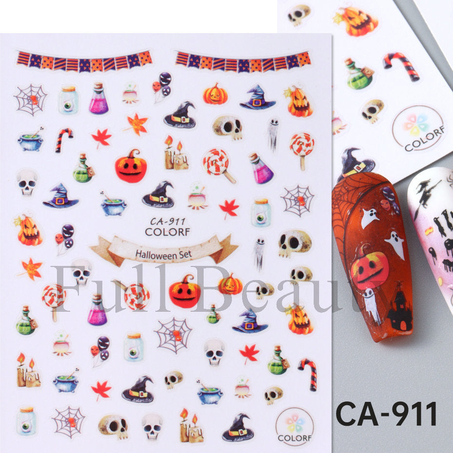 Halloween Pumpkin Head Bat Dark Cartoon Nail Stickers