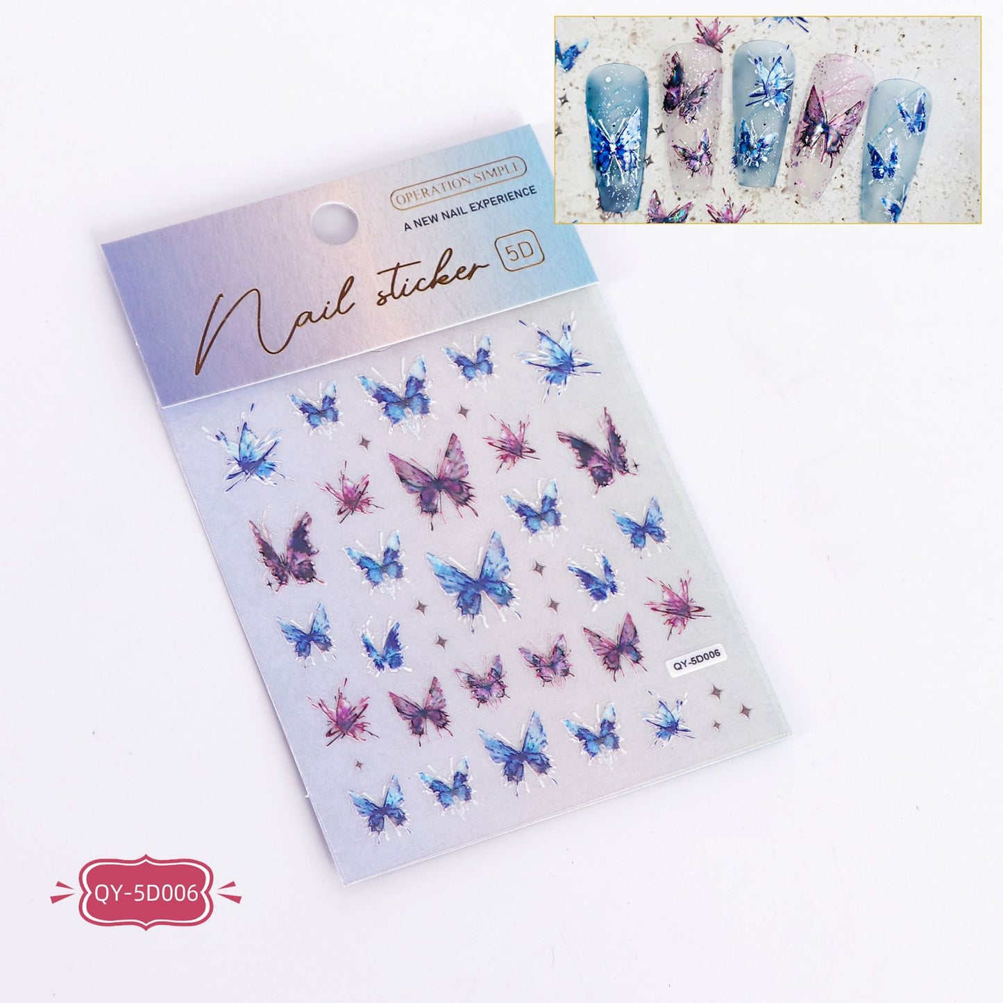 Relief Butterfly Laser Thin Tough Three-dimensional Nail Stickers