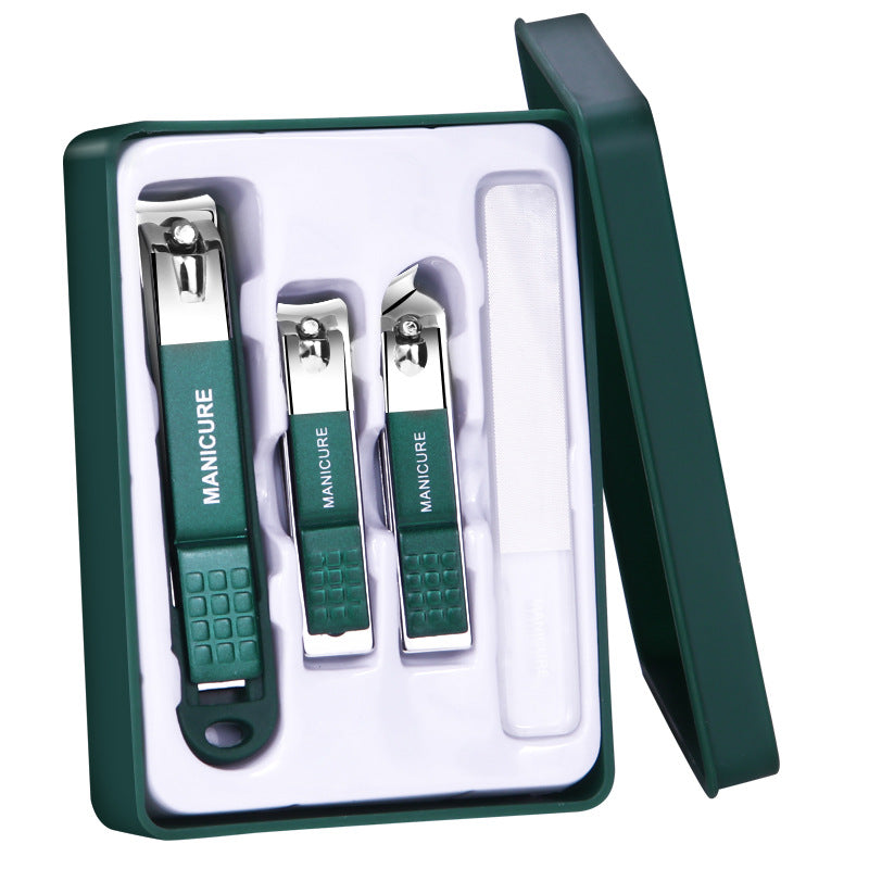 Ensemble d'outils de manucure pour ongles en acier vert foncé