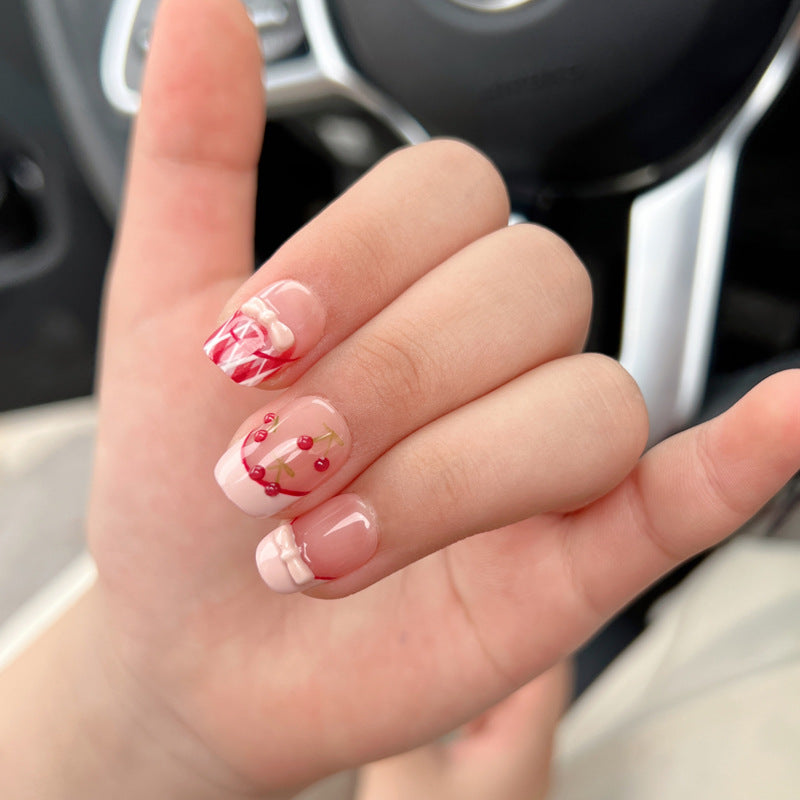 Sweet Atmosphere Sense Three-dimensional Cherry Beauty Cute French Nail Stickers