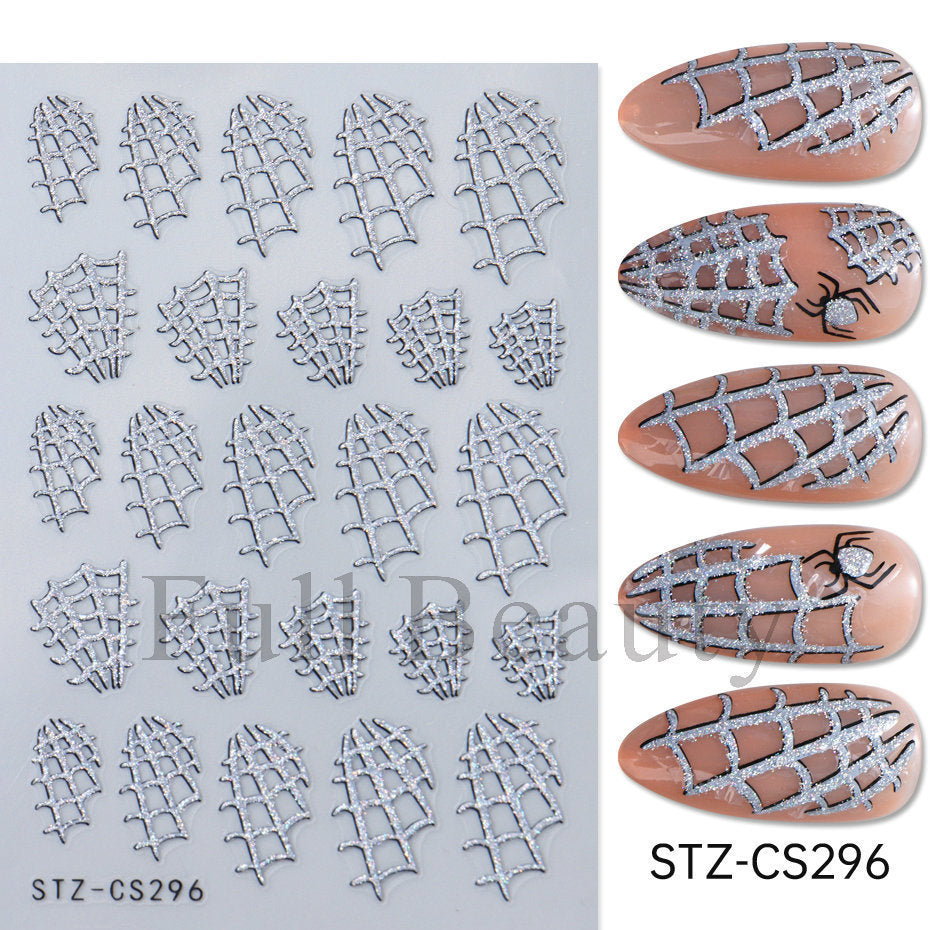 Halloween Pumpkin Love Heart Spider Web Nail Stickers