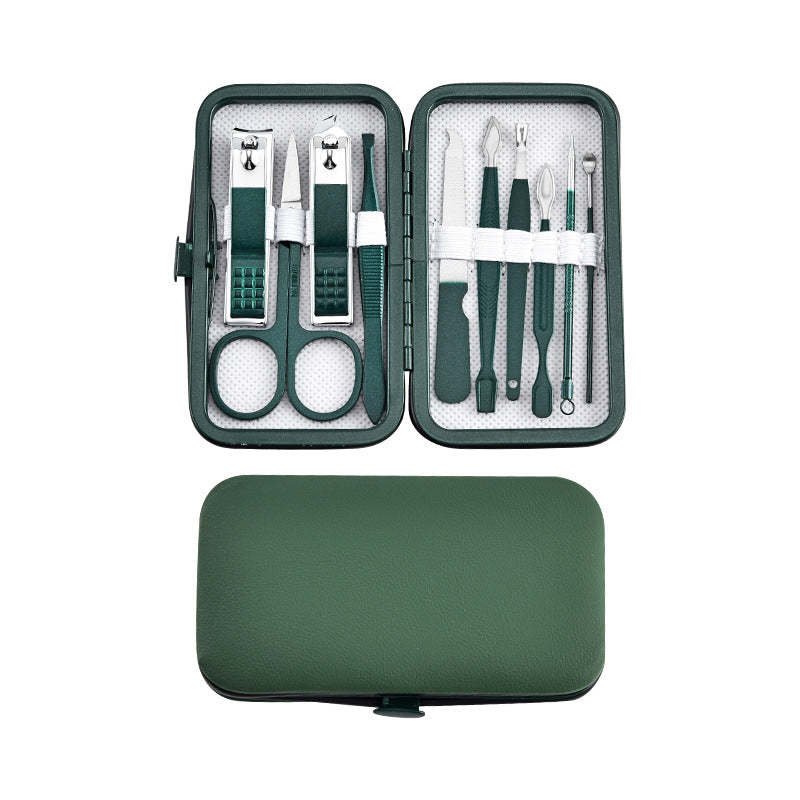 Ensemble complet de coupe-ongles en acier inoxydable vert foncé