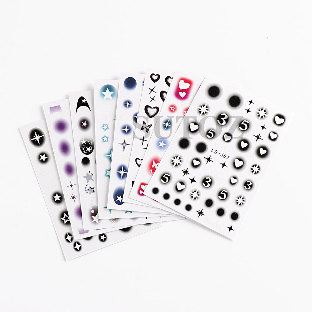 Potato Popular Simplicity Color Smudges Five-pointed Nail Stickers