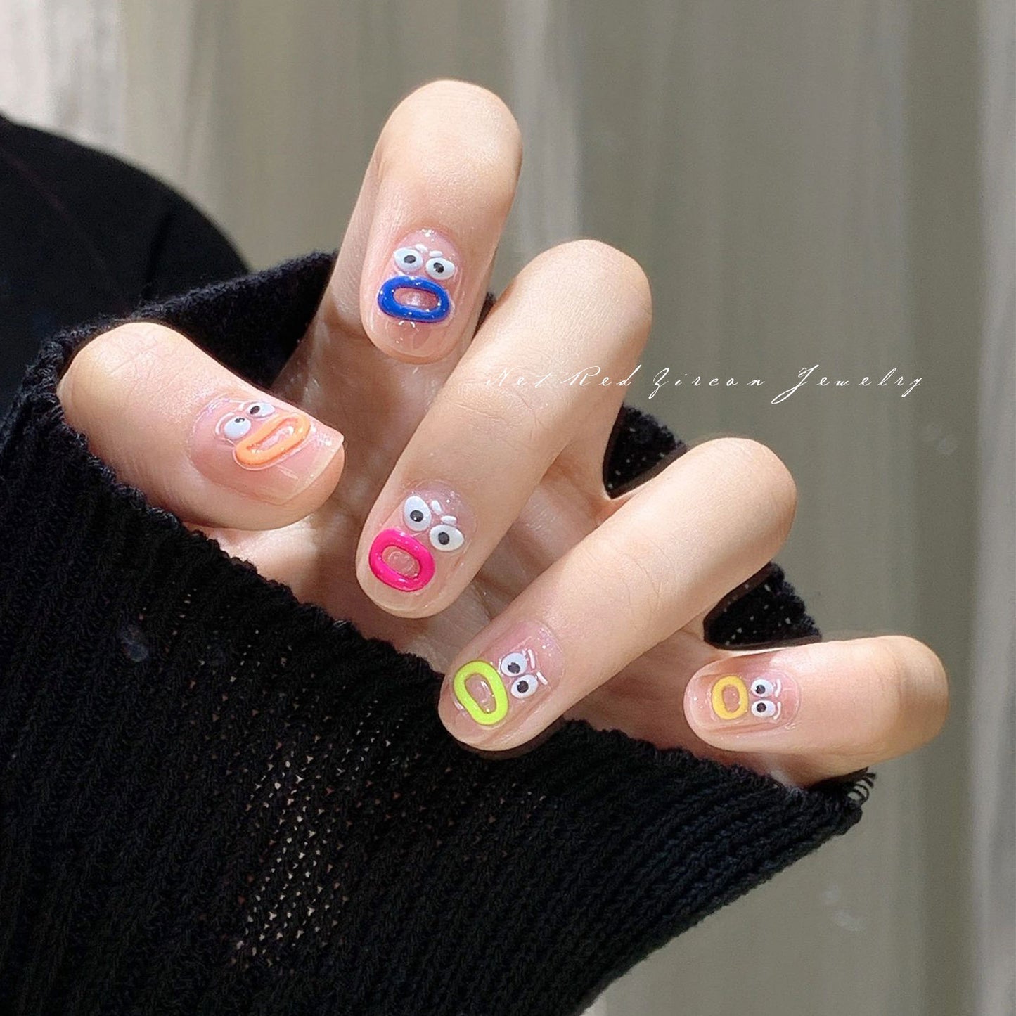 Mouth Enhancement Cartoon Cute Iti Style Nail Stickers