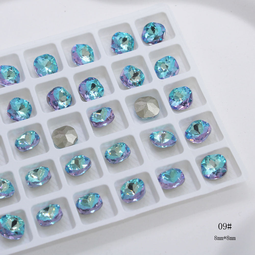 Flash Electroplating Lake Butterfly Fat Square Nail Care Nail Art