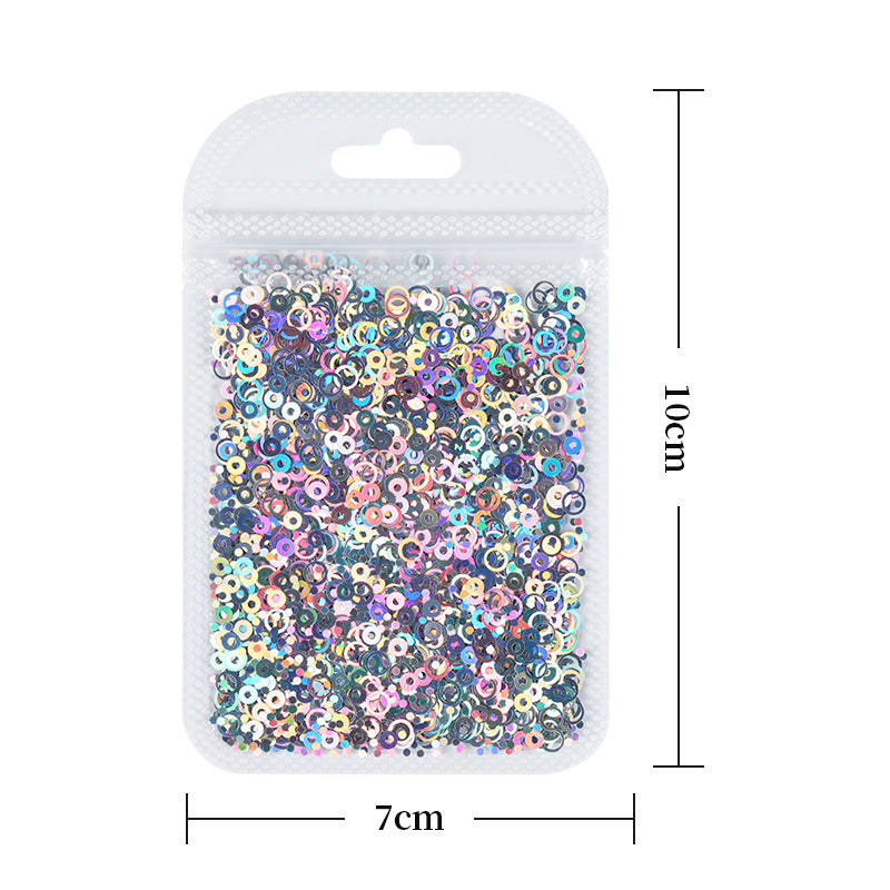 Flash Laser Hollow Round Sequins Mixed Color Nail Care Nail Art