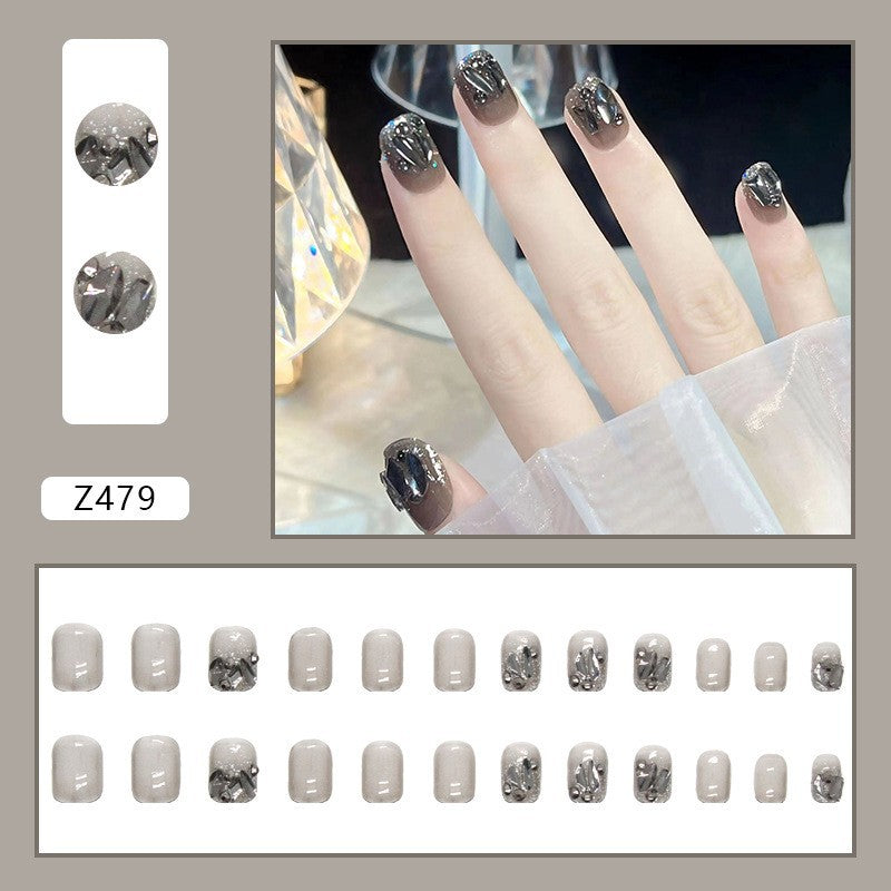 High-grade Short Fake Patch White French Nail Art