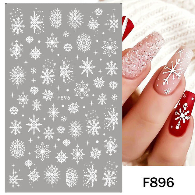 Christmas White Snowflake Winter Ballet Adhesive Nail Stickers