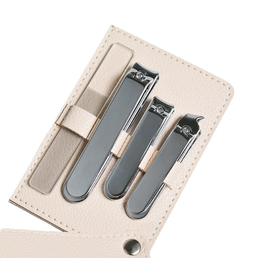 Ensemble d'outils à ongles portables en cuir pour la maison avec ciseaux et coupe-ongles