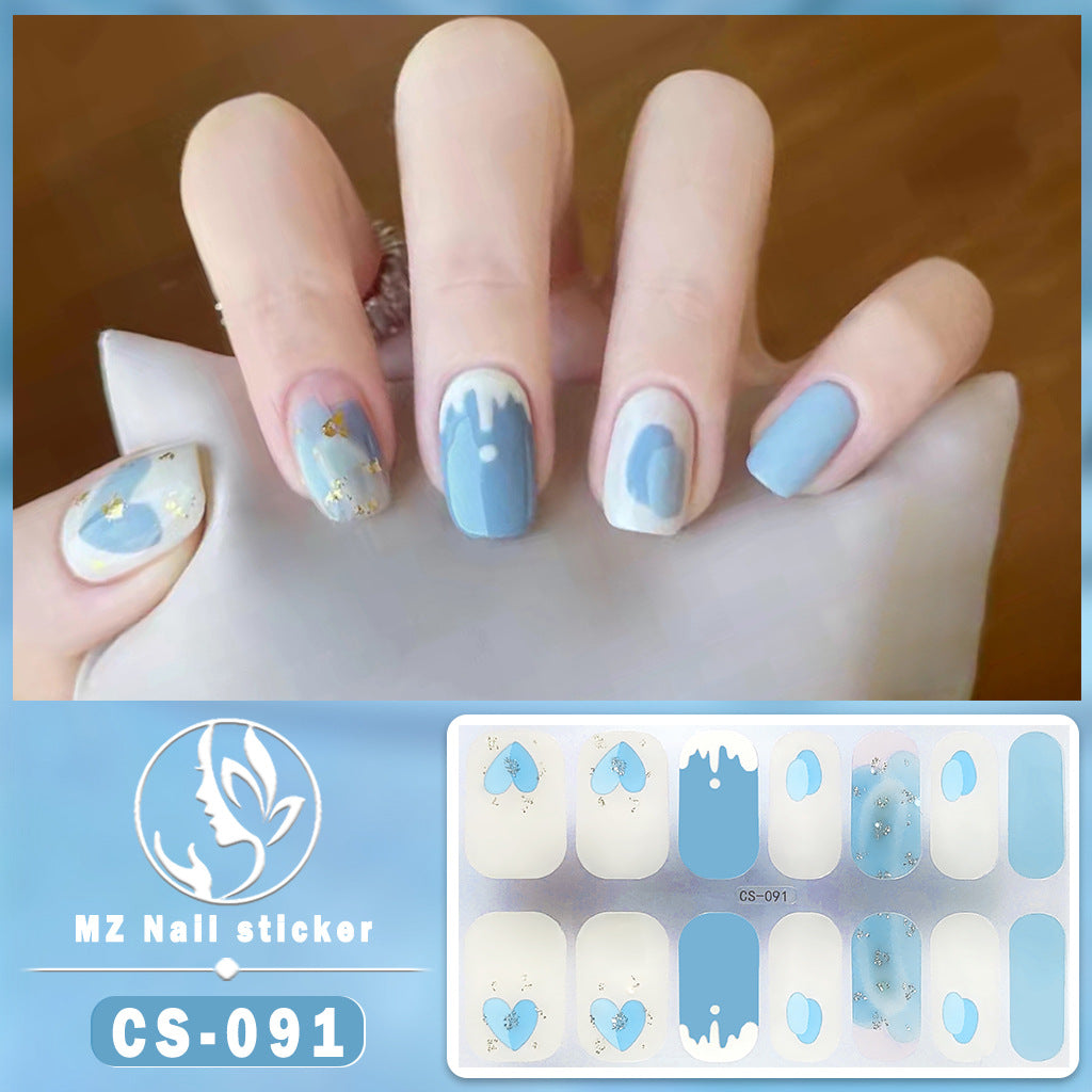 Autocollants pour ongles en gel imperméables avec motif floral à carreaux