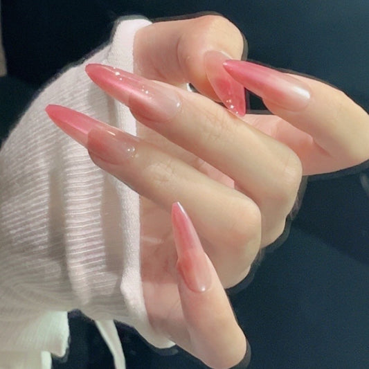 Open Plate Gradient Peach Summer Cool White Nail Stickers