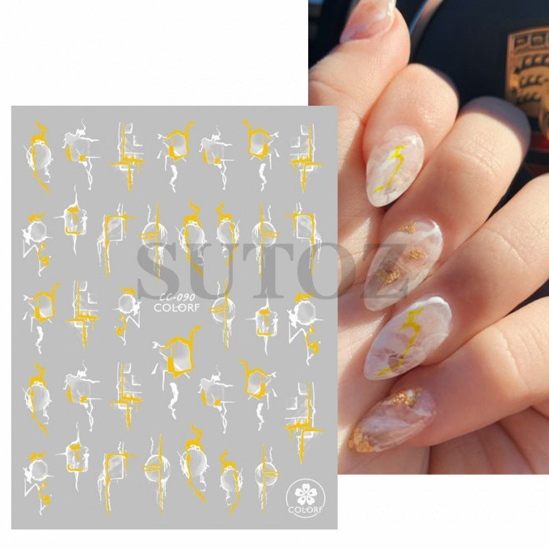 Hot Gilding Marbling Black White Gold Nail Stickers