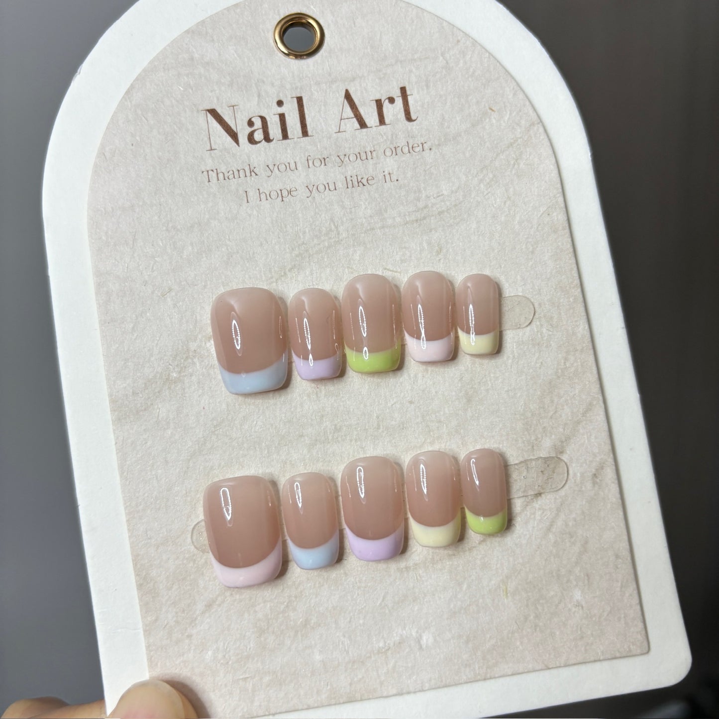 Dopamine French Edge Macaron Removable Tips Nail Stickers