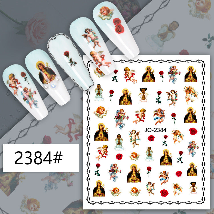 Retro Virgin Little Pattern Cupid Angel Nail Stickers