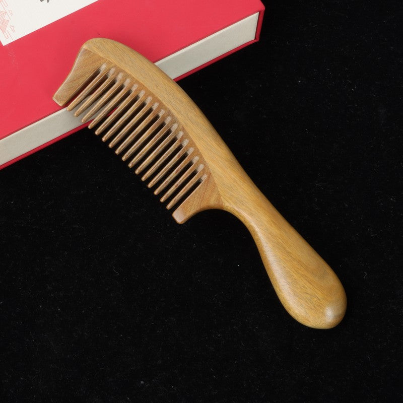 Brosses et peignes à cheveux ronds en bois de type grand naturel avec manche et dents fines