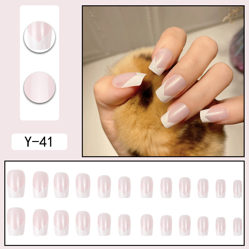 Manucure Patch Amovible Faux Ongle Court Finition Nail Art