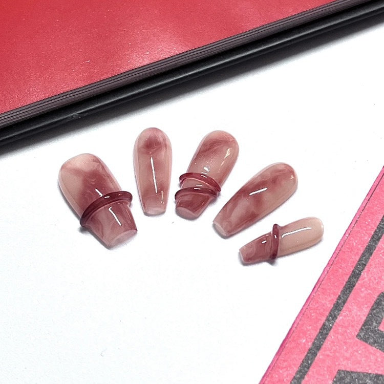 Red Sandalwood Round Chinese Style Smudges Nail Stickers