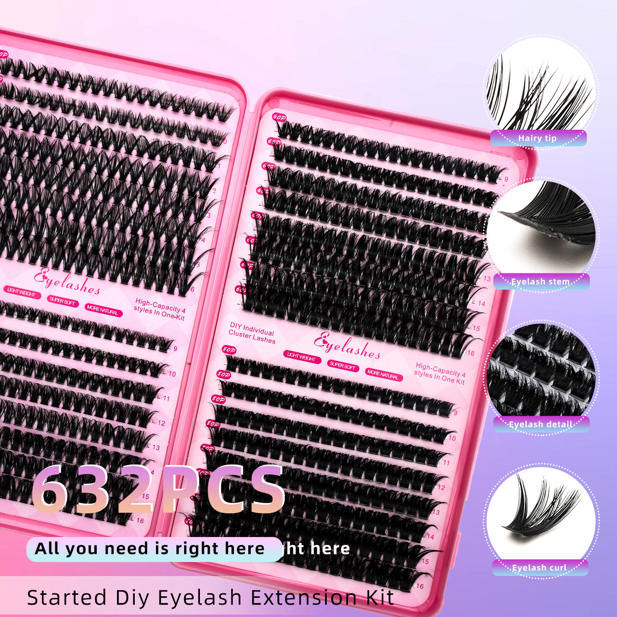 Eyelash Row Book Glue Curved Mixed False Lashes