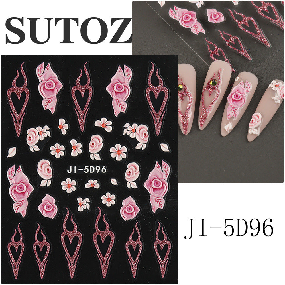 Relief Winter Sweet Fresh Peach Blossom Nail Stickers