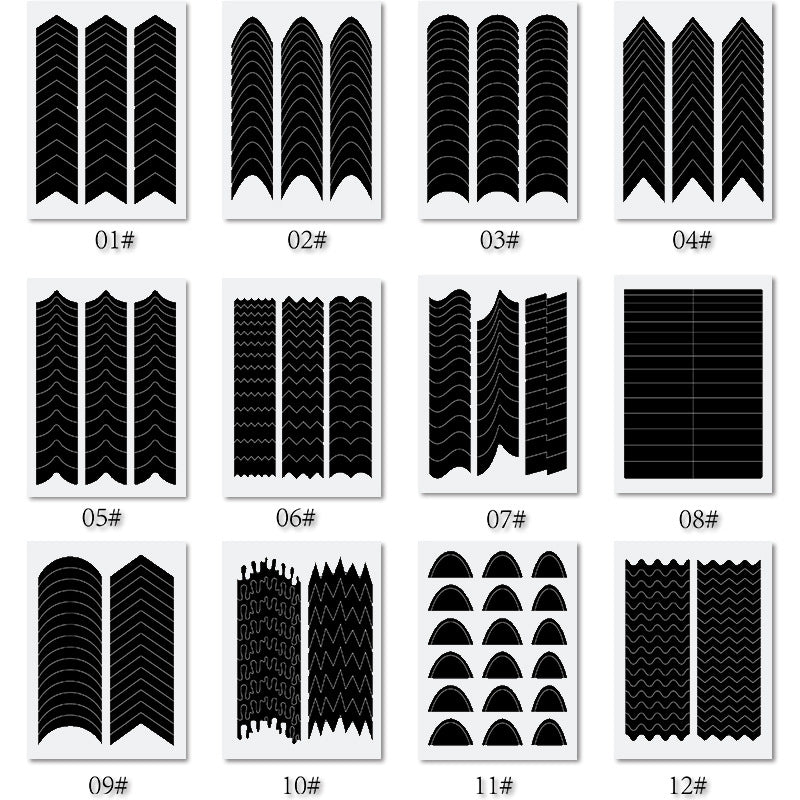 French Auxiliary Crescent Smile Wave V-shaped Gel Black Nail Stickers