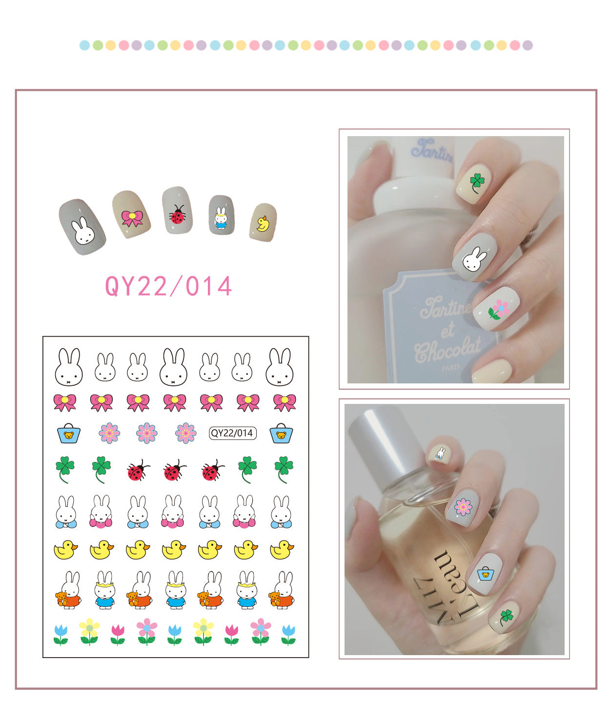 Little Bear Cartoon Cute Animal Unicorn Nail Stickers