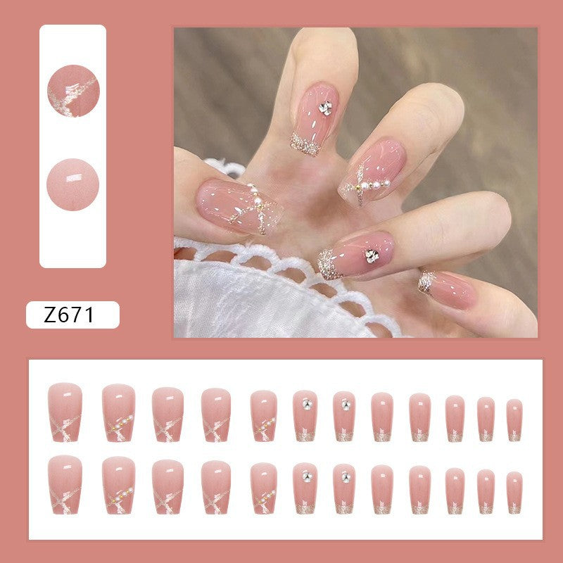 High-grade Short Fake Patch White French Nail Art