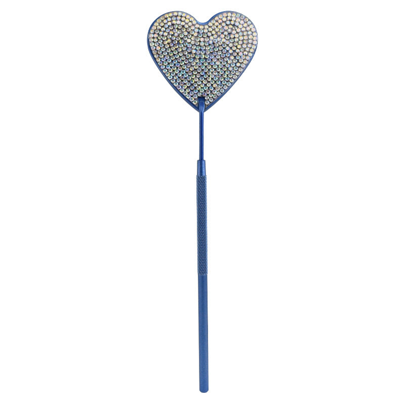 Steel Heart-shaped Eyelash Mirror With Diamond Portable Cosmetic Grafting Makeup Accessories