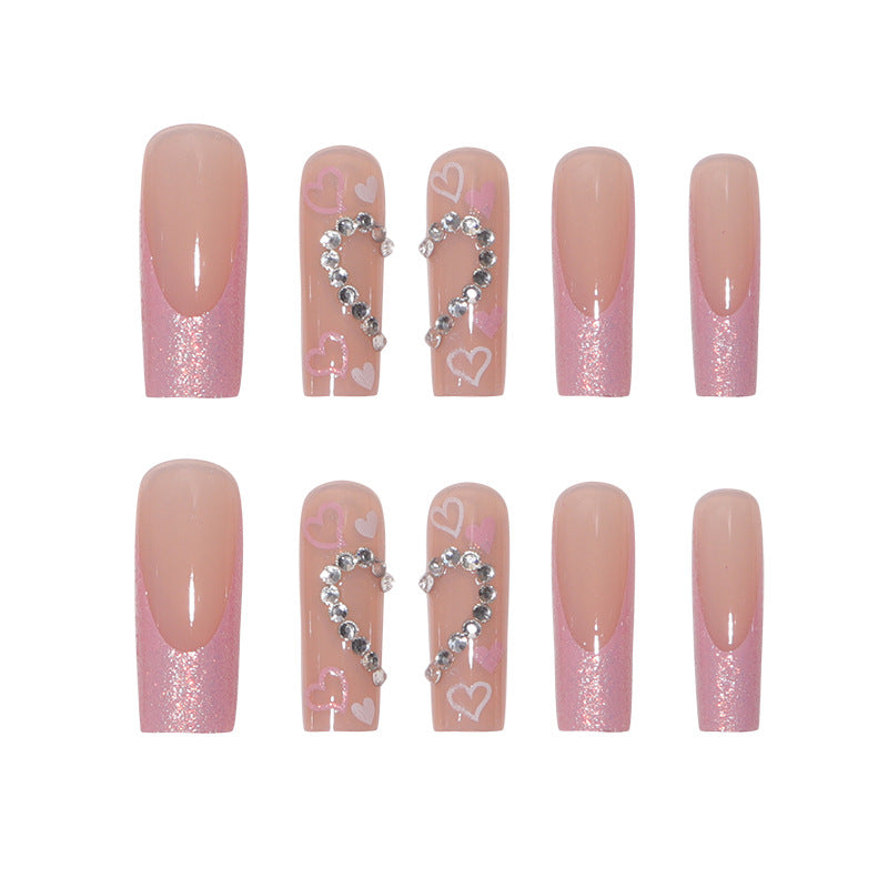 Nail Art Paillettes French Love Diamond Wear