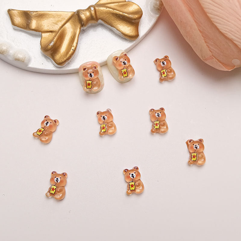 Little Bear Cartoon Ornament Cute Three-dimensional Bow Nail Care Nail Art