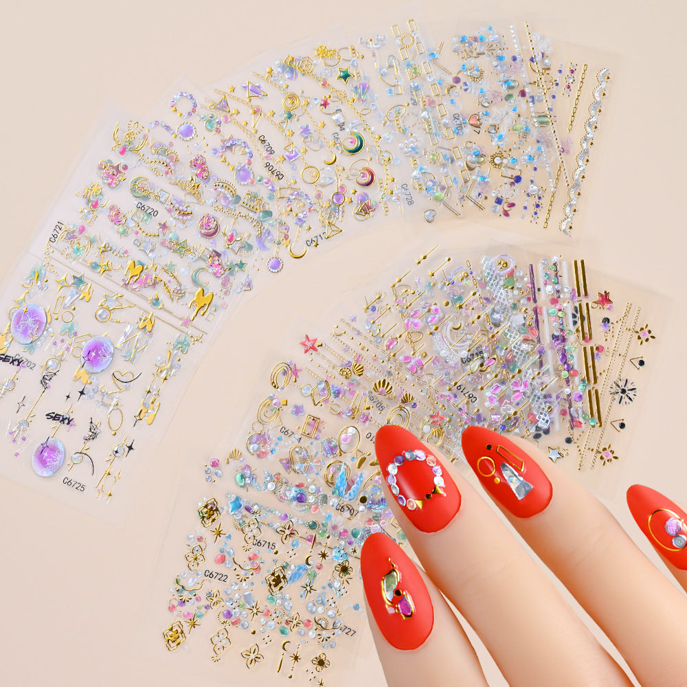 Imitation Diamond Suit Small Ruby Emerald Nail Stickers