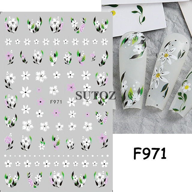 Fresh Rape Flower Snow Mowing Butterfly Nail Stickers