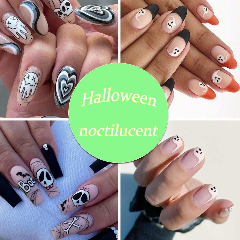 Halloween Skull Ghost Spider Party Luminous Nail Stickers