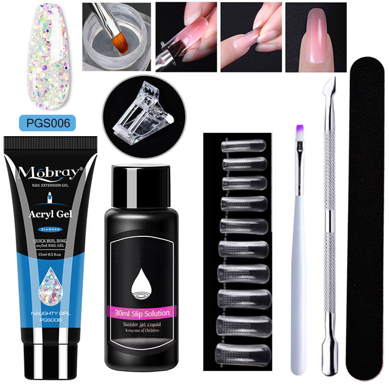 Ensemble d'outils de manucure pour ongles droits Beauty Crystal Extended Glue