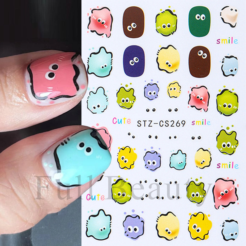 Funny Iti Monster Cartoon Cute Adhesive Nail Stickers