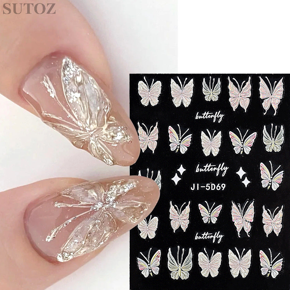 Dream Ice Relief Three-dimensional Butterfly Rabbit Nail Stickers