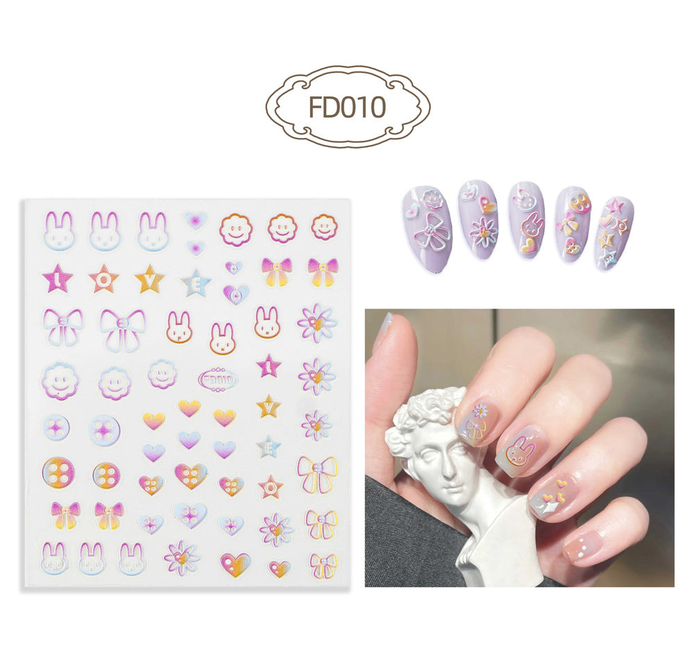 Three-dimensional Relief Cute Cartoon White Cloud Nail Stickers