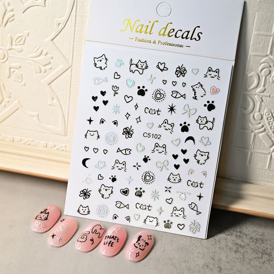 Cute Cat Adhesive Self-adhesive Fairy Fingernail Nail Stickers