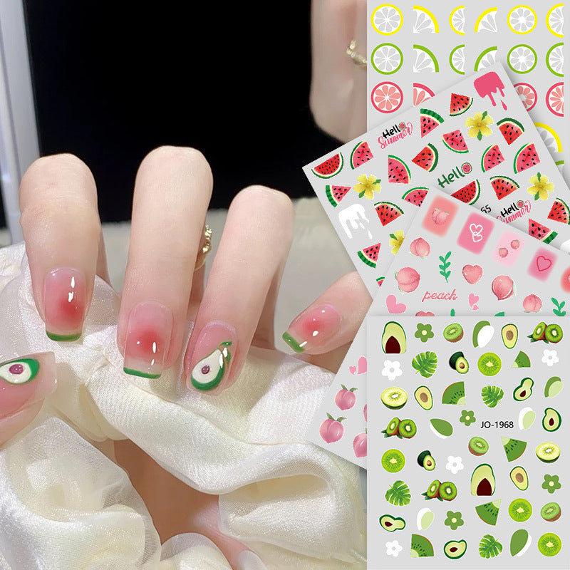 Lemon Grapefruit Watermelon Strawberry Peach Cherry Nail Stickers