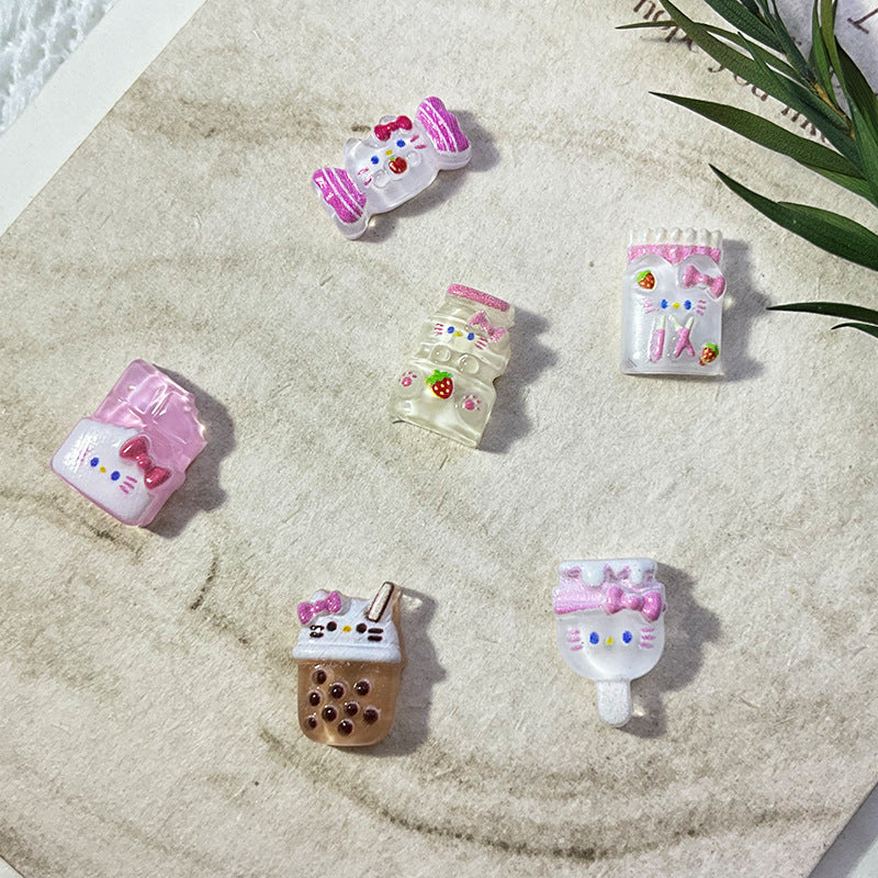 Manicure Snack Cat Ornament Cute Dessert Nail Care Nail Art