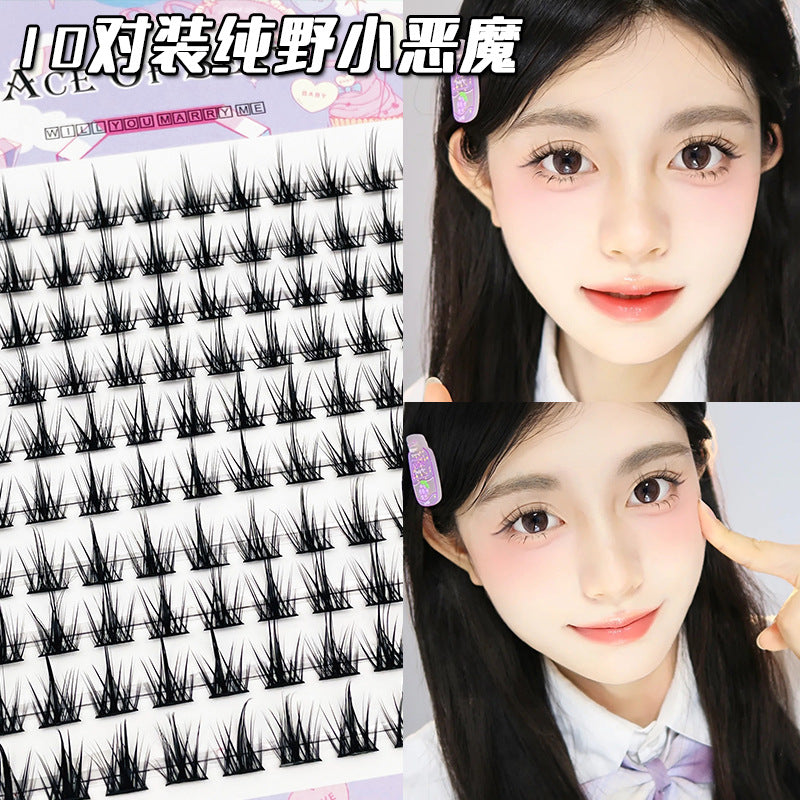 Single Cluster Natural White Moonlight Cartoon False Lashes