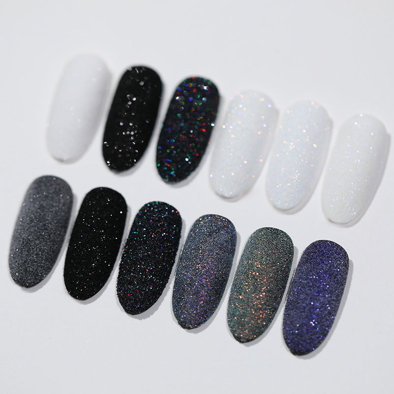 Shimmering Powder Starlight Woolen White On Black Nail Care Nail Art